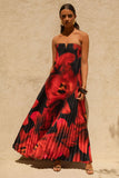 Women Printed Tubular Loose Pleated Long Dress
