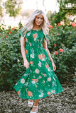 Women Square Neck Dress Printed Loose