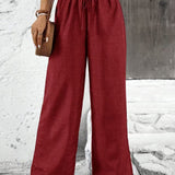 Womens Cotton Linen Pants High Waisted Wide Leg Trousers