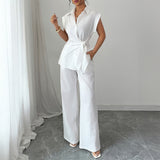 Shirt Short-sleeved Straight-leg Trouser Set