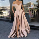 Satin Solid Color Deep V Dress Dress Evening Dress
