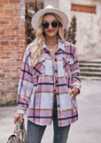 Women's Fall and Winter New Cross-border Women's Plaid Jacket Casual Loose Pocket Shirt