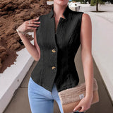 V-Neck Button Sleeveless Vest Vest Jacket Top Women