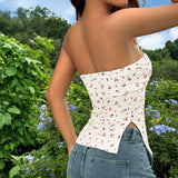 Women T-shirt Short Floral Tube Top