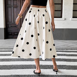 Casual Retro Skirt Women's High Waist Polka Dots