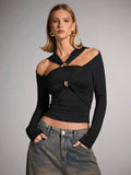 Women T-Shirt Summer Off-Shoulder Slim-Fit Top