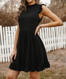 Women's Sleeveless Ruffle Sleeve Round Neck Dress