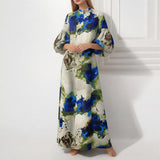 Casual Bubble Sleeve Print Painted Dress