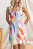 Women Casual Seaside Vacation Wind Contrasting Color Print Dress