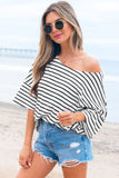 Black Stripe Half Sleeve Scoop Neck Loose Top