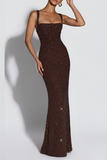 Women Elegant Sexy Square Neck Sequin Slim Fit Dress