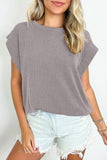 Dark Khaki Twisted Rib Wide Sleeve Crew Neck T Shirt