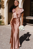 Women Satin Solid Color V-Neck Sexy Fishtail Dress Party Dress Long Dress