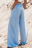 Myosotis Drawstring High Waist Wide Leg Denim Pants