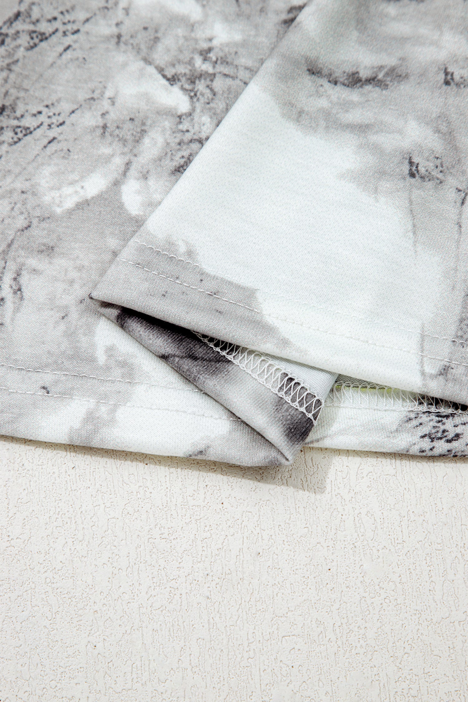 Gray Abstract Woodland Print Slim Fitted T Shirt