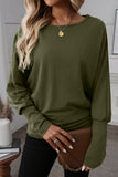 Four Leaf Clover Solid Color Extended Cuffs Long Sleeve Top
