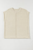 Oatmeal Solid Color Cap Sleeve Knitted Sweater