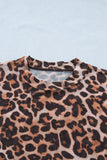 Brown Plus Size Mock Neck Leopard Mesh Top