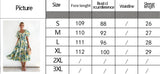 Women Bubble Sleeve Holiday Skinny Long Dress High Waist Shoulder Print Dress