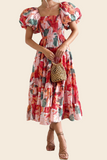 Offshoulder Printed Bubble Sleeve Dress for Women