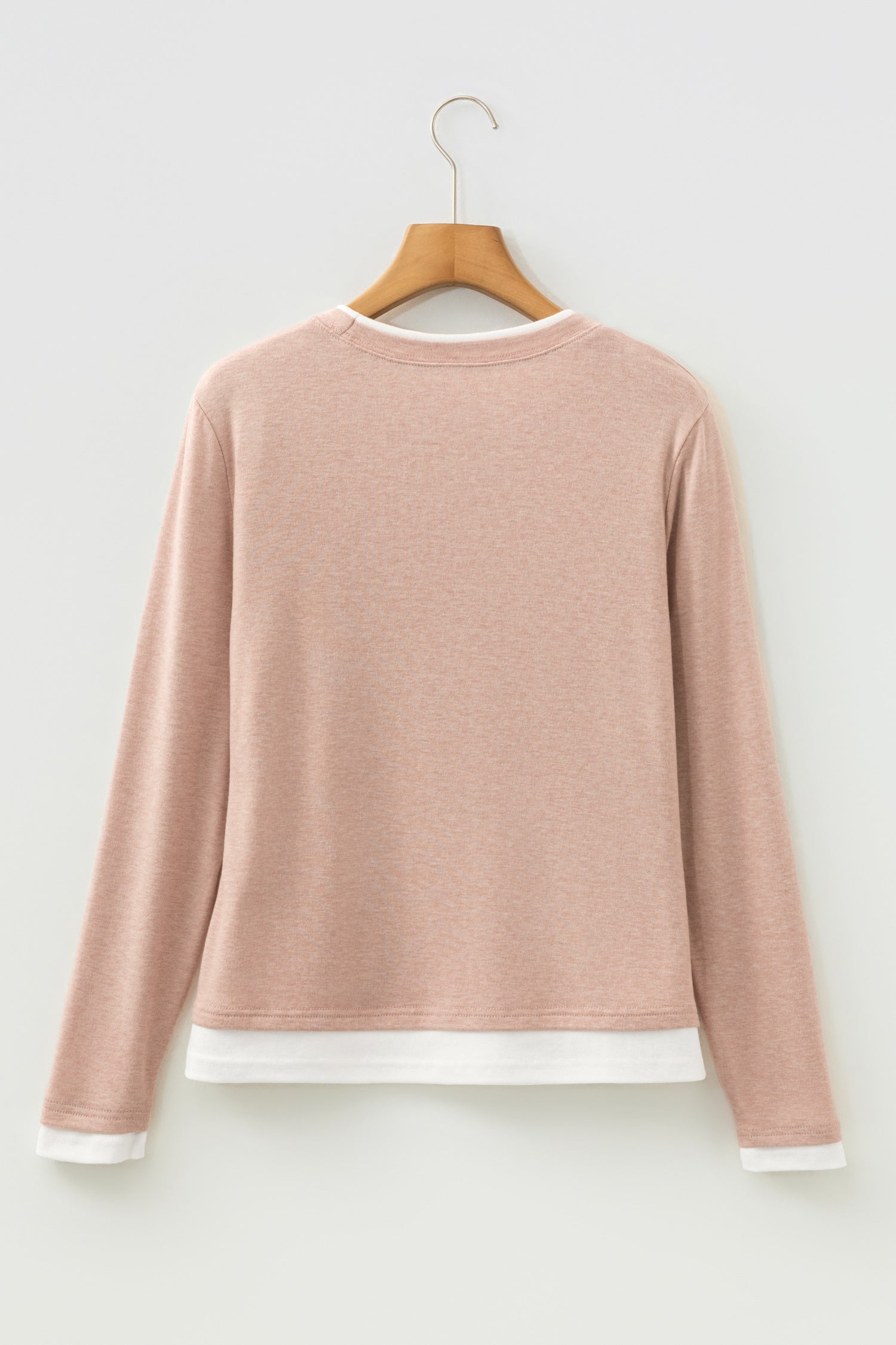 Smoke Gray False Two Piece Color Block Patchwork Long Sleeve Top