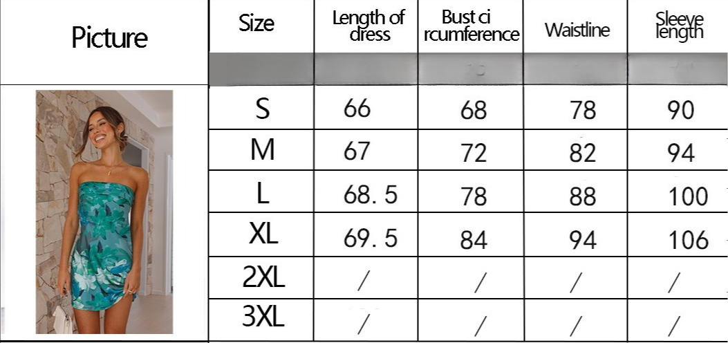 Woman Sexy Tube Floral Print Short Dress Dress