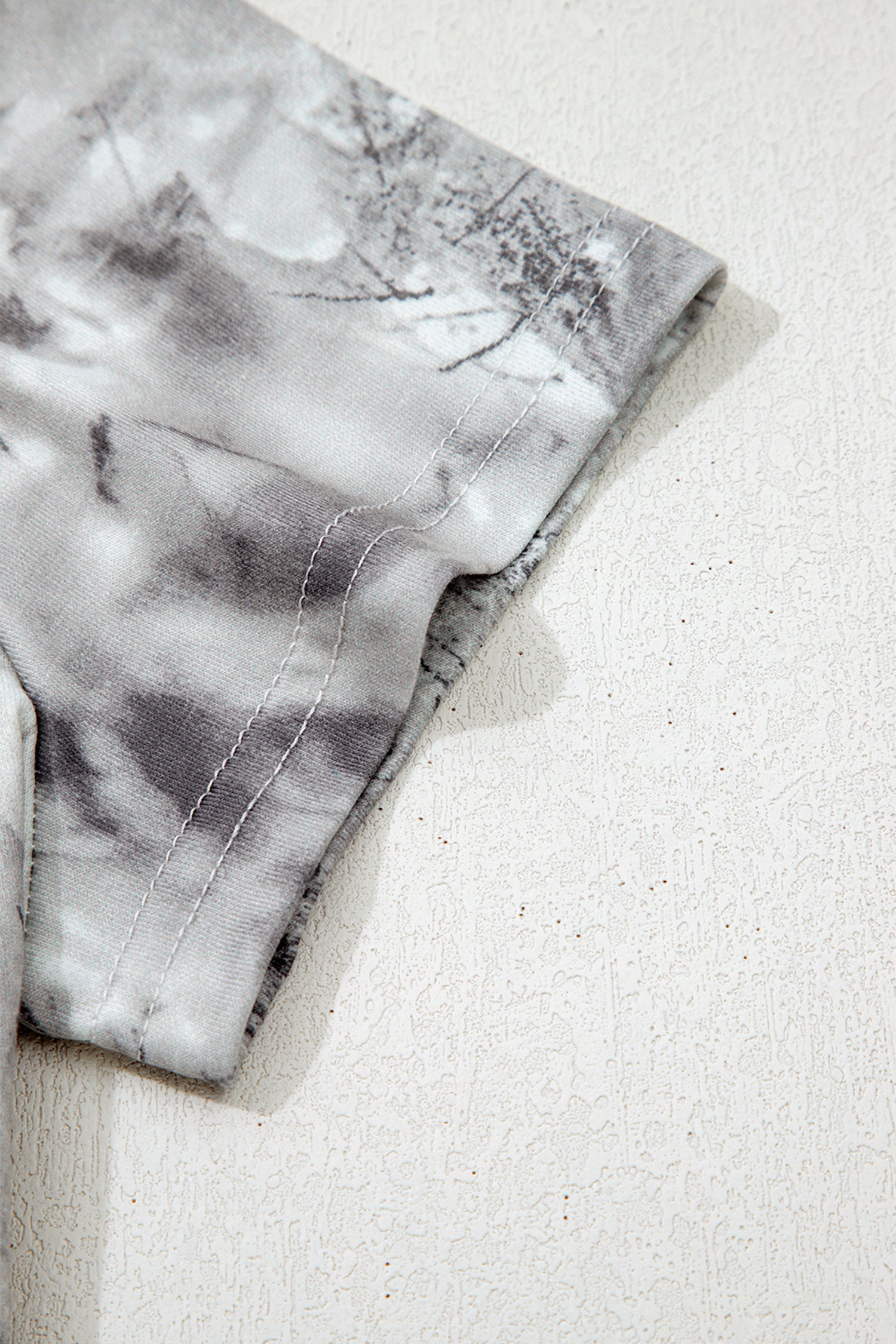 Gray Abstract Woodland Print Slim Fitted T Shirt