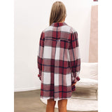 Women's Long Sleeve Flannel Plaid Button Down Shirts Lapels Casual Blouse