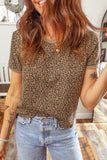 Khaki Fierce Leopard Crew Neck T Shirt