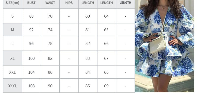 Women's Stylish Elegant V-Neck Bubble Sleeve Ruffle Dress