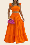Sexy Daily Casual Solid Color Splicing Suspender Skirt Set