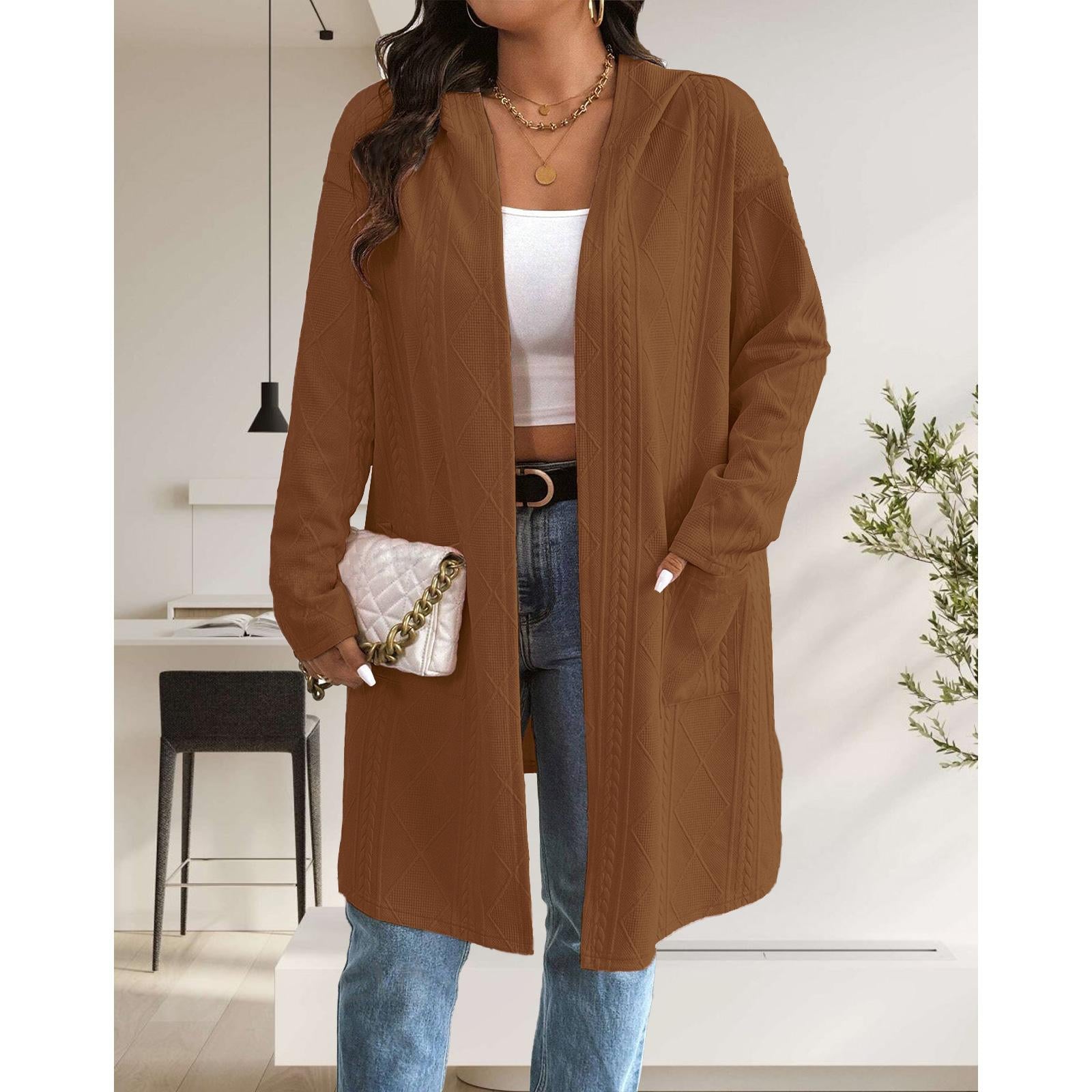 Long Cardigan for Women Lightweight Open Front with Pockets Oversized Cardigan for Women, Soft Knit, Casual Fall Clothes, Layering Piece for Fall, Winter & Office Wear Knitwear Womenswear