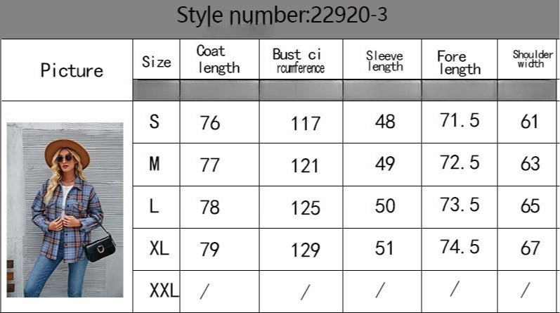 Women Casual Fashion Single-breasted Plaid Loose Wool Jacket