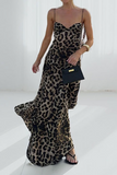 Women Fashion Sexy Elegant Leopard Print Suspender Dress