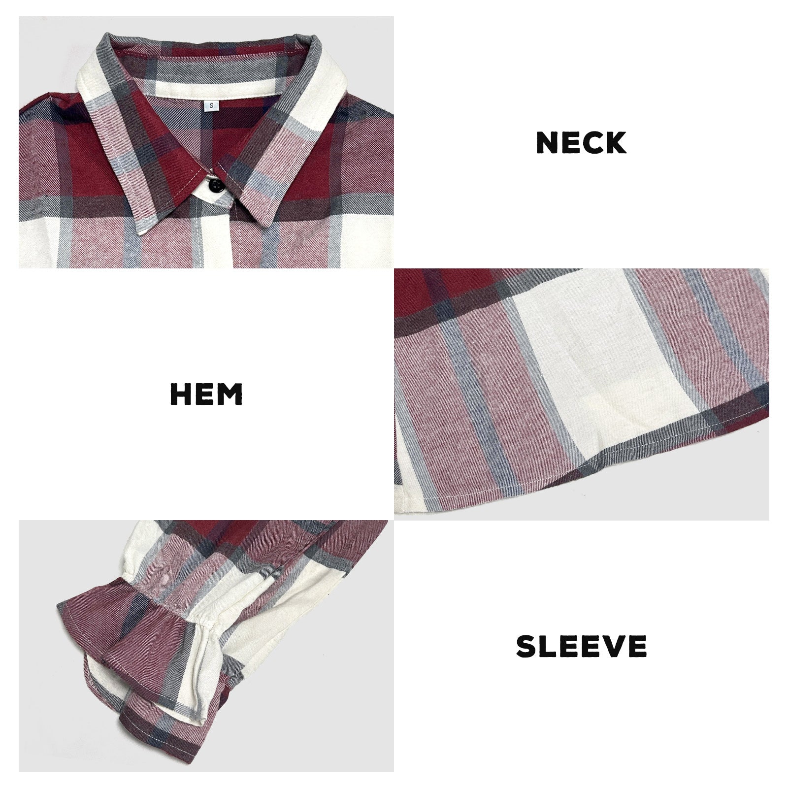 Women's Long Sleeve Flannel Plaid Button Down Shirts Lapels Casual Blouse