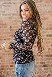 Black Game Day Rugby Mesh Sheer Long Sleeve Top