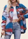 Women's AZTEC Geometric Jacket Shirt Lapel Woolen Jacket