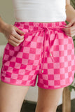 Rose Checkered Drawstring Elastic Waist Casual Shorts