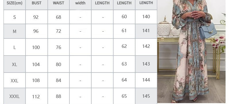 Women's Elegant V-Neck Loose Print Dress