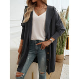 Women Oversized Hooded Long Knit Cardigan, Button Front Batwing Sleeve Casual Sweater Coat, Fall Winter Loose Outerwear