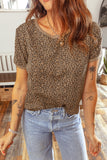 Khaki Fierce Leopard Crew Neck T Shirt