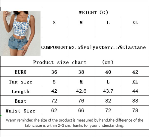 Women Sexy Suspender Vest Floral Short Tank Top