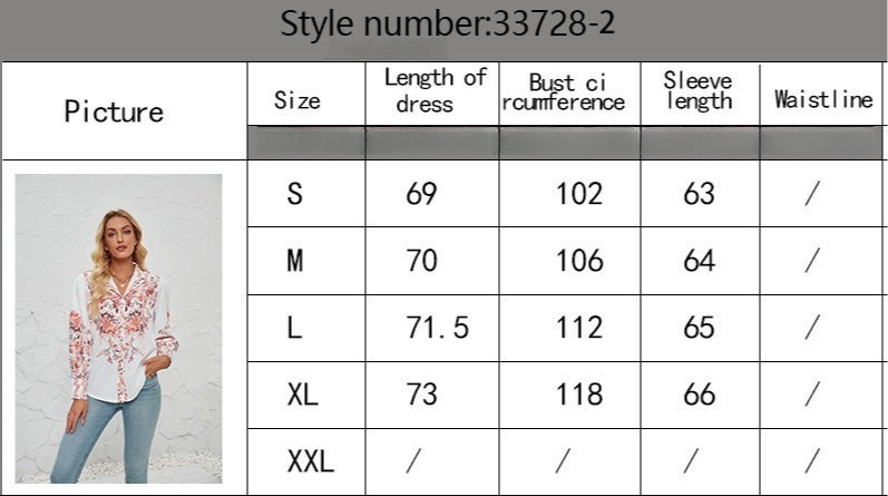 Women's Printed Long Sleeve Stand-Up Collar Fashion Casual Blouse