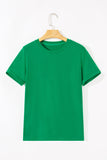Bright Green Casual Plain Crew Neck Tee