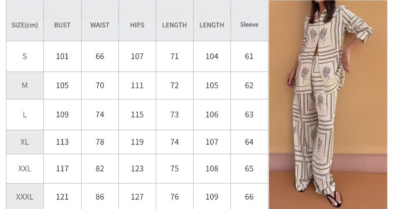 Women's Casual Printed Shirt Trousers Fashion Set