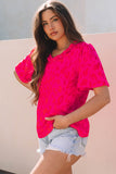 Rose Leopard Frilly V Neck Short Sleeve Blouse