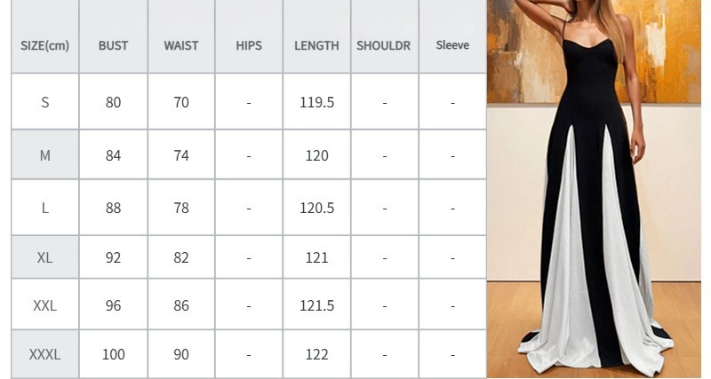 Women's Casual Contrasting Color Splicing Shoulder Strap Dress