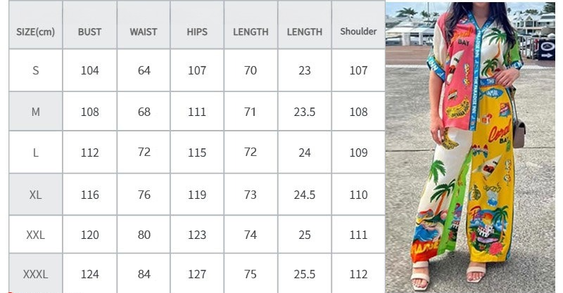 Women's Fashion Casual Print Color Matching Pocket Set