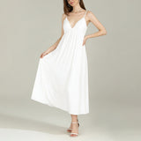 Sexy Backless Sleeveless Solid Color V-neck Dress