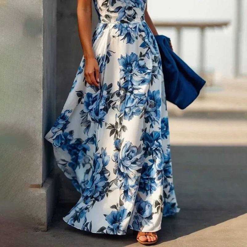 Women's Elegant Sexy Print Long Slim Fit Dress